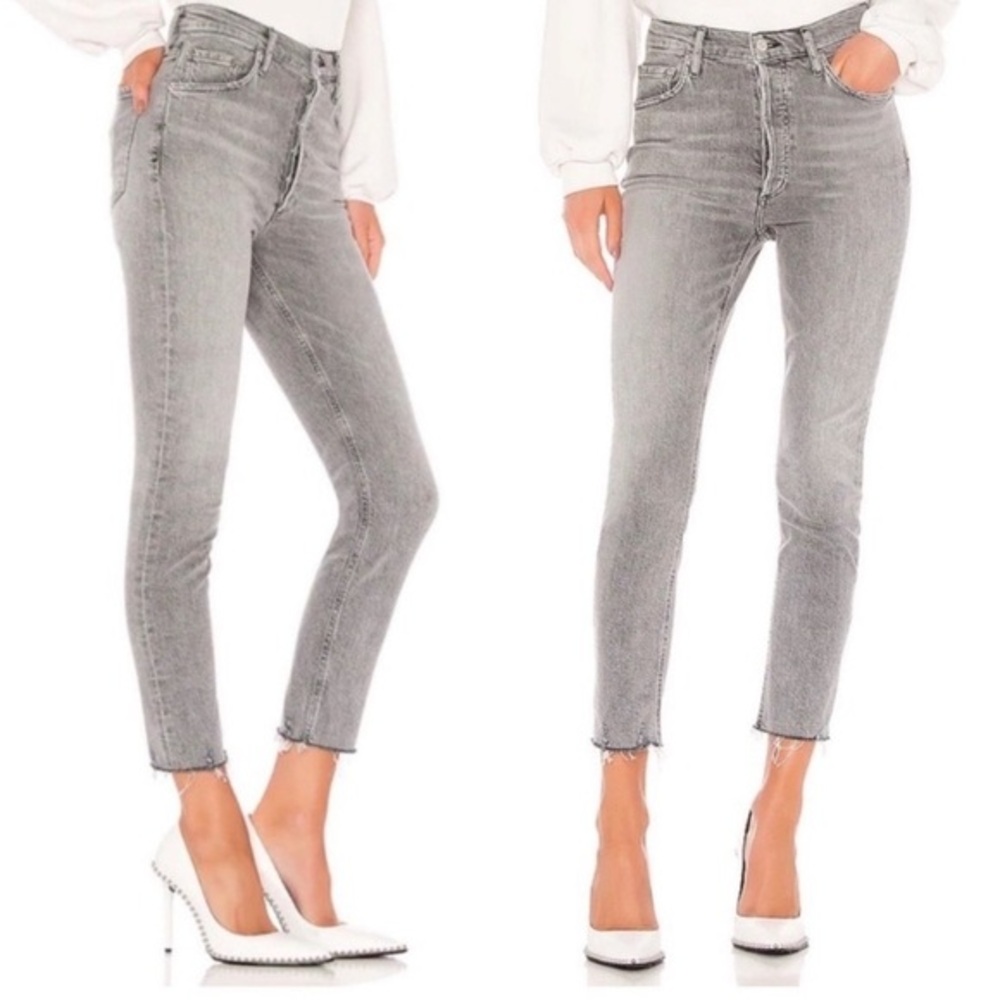 AGOLDE Nico High Rise Slim Risk Gray Wash Jeans Size 33